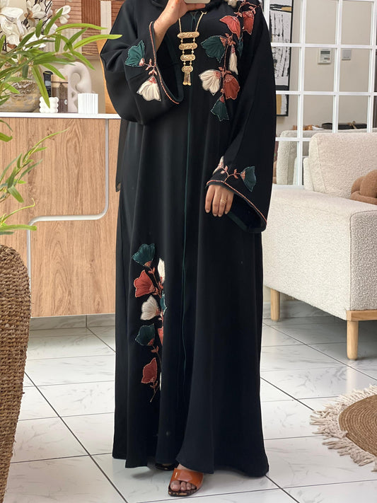 Midnight Bloom Embroidered Abaya - Pre order