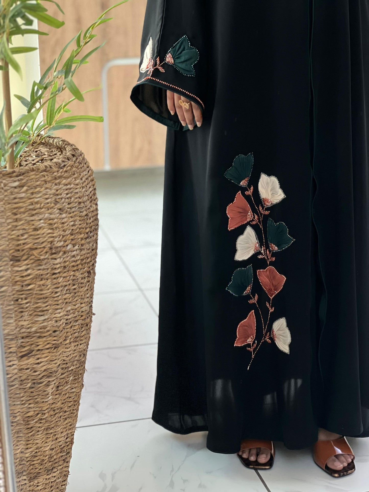 Midnight Bloom Embroidered Abaya - Pre order