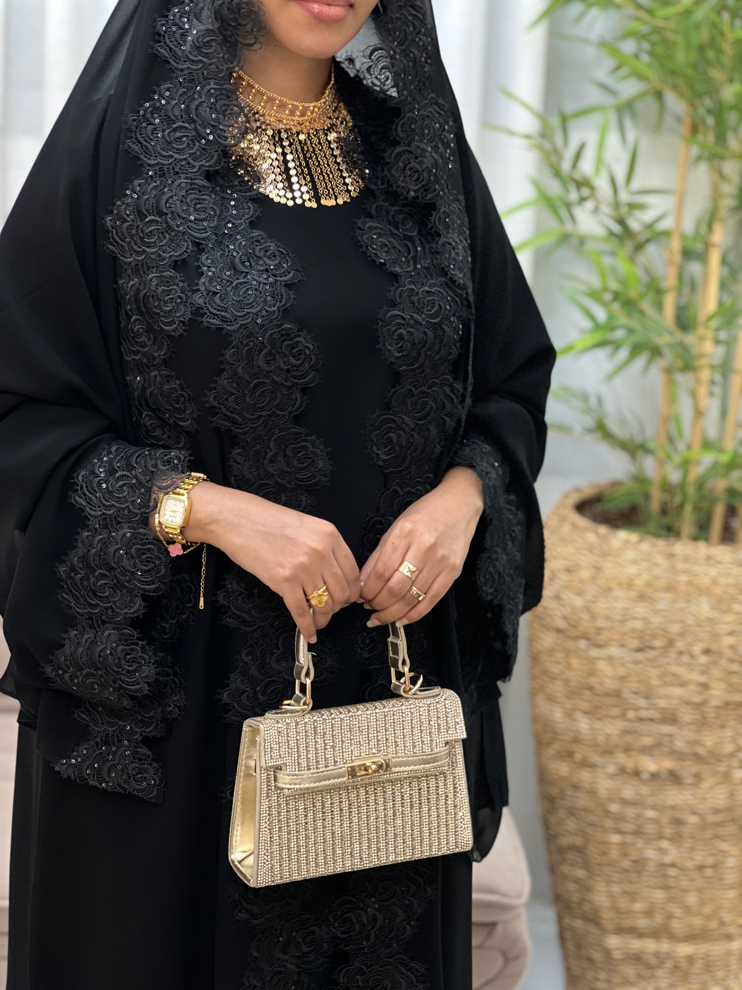 Ethereal Lace Abaya - Double Layer Modest Elegance