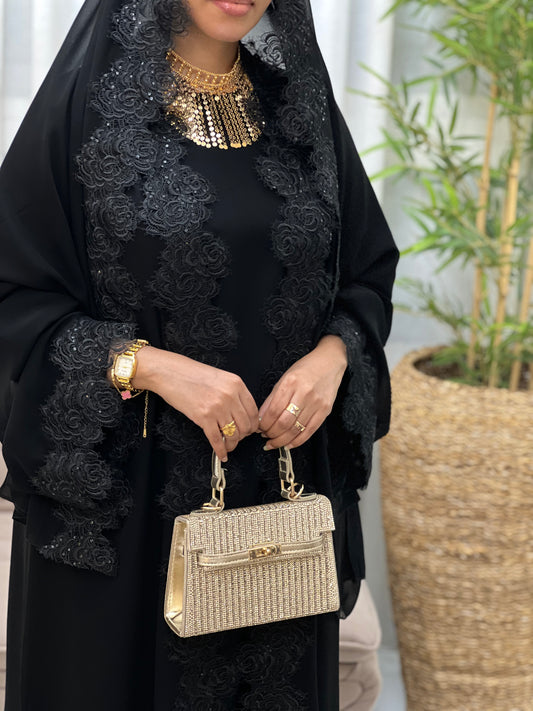 Ethereal Lace Abaya - Double Layer Modest Elegance