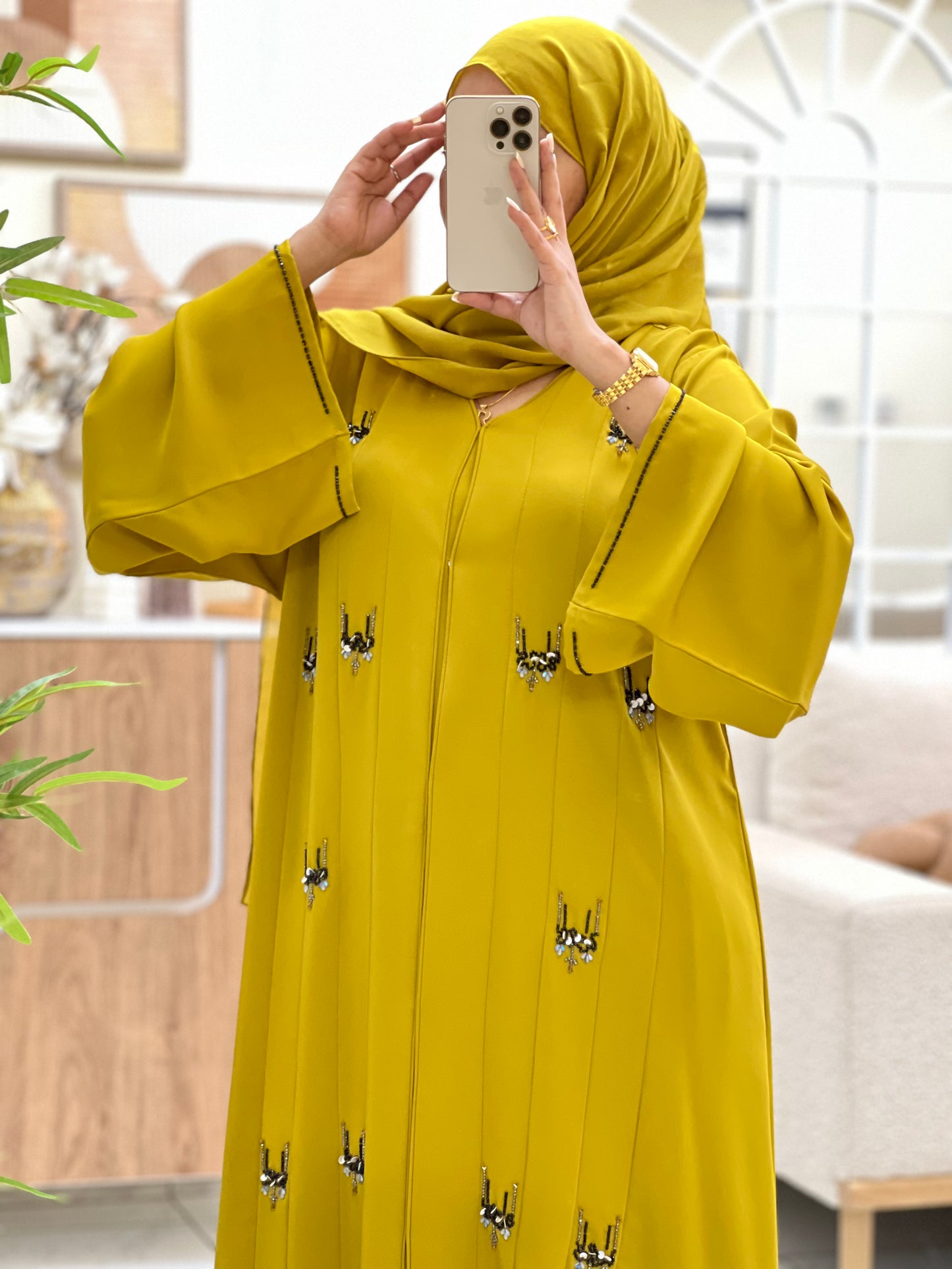 Golden Elegance Abaya | Premium Korean Fabric Pre-Order