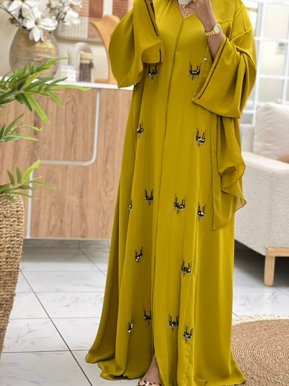 Golden Elegance Abaya  (Pre-Order) - ABAYA DUBAI ONE