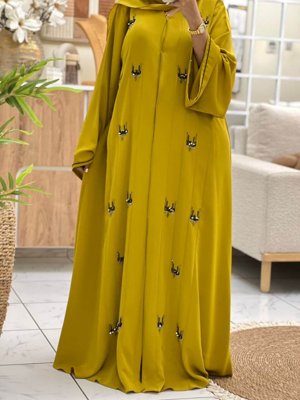 Golden Elegance Abaya  (Pre-Order) - ABAYA DUBAI ONE