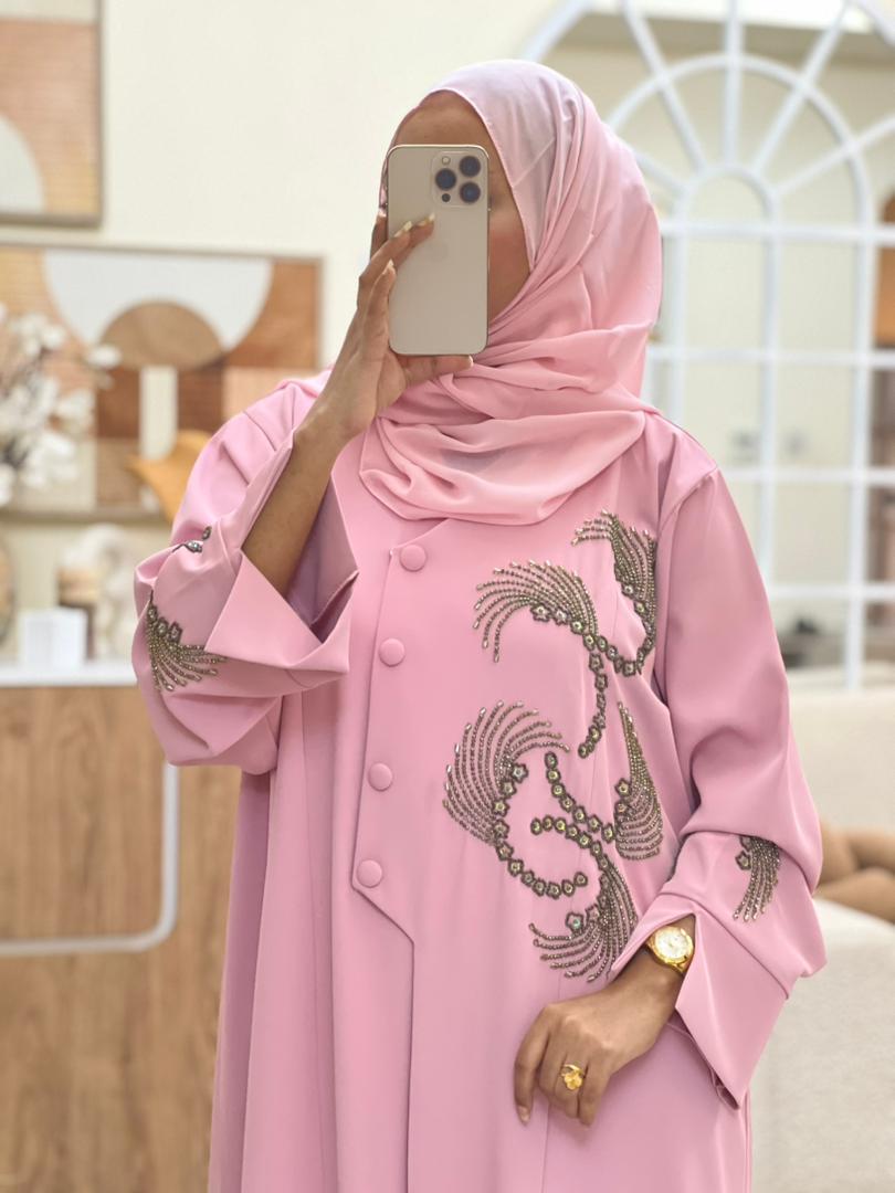 Zayna Handcrafted Abaya - Pink