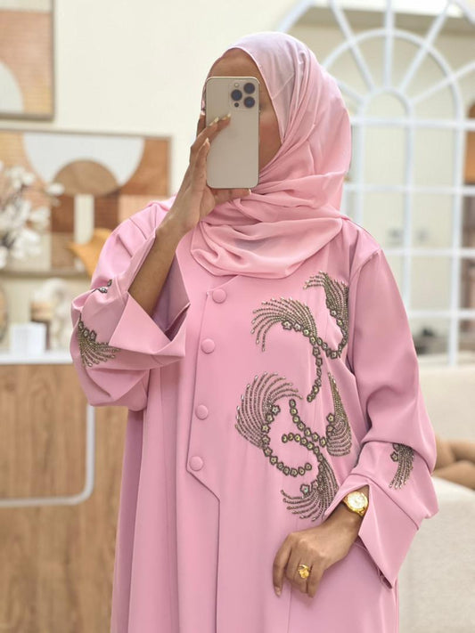 Zayna Handcrafted Abaya - Pink
