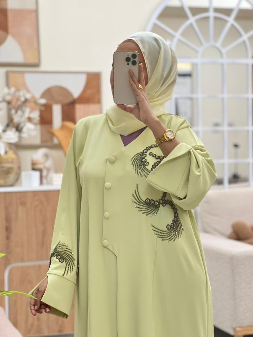 Zayna Handcrafted Abaya - Lemon