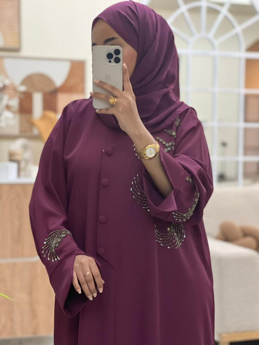 Zayna Handcrafted Abaya - Purple