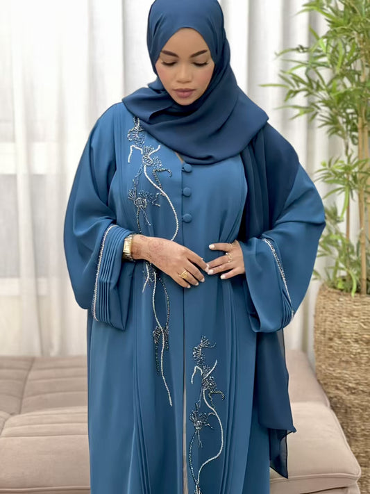 Azrah Luxe Abaya - Blue