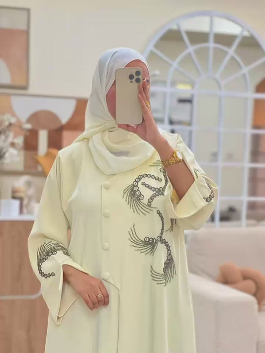 Ayla Handcrafted Abaya - Cream