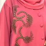 Ayla Handcrafted Abaya Rose pink luxury abaya with beadwork design