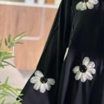 Layla Abaya black luxury abaya with white floral design