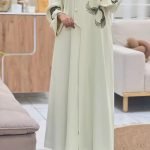 Ayla Handcrafted Abaya Rose pink luxury abaya with beadwork design