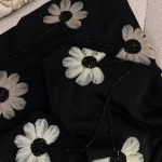 Layla Abaya black luxury abaya with white floral design