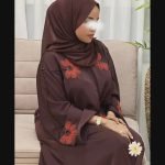 Royal Grace Abaya burgundy luxury abaya with red floral embroidery