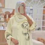 Ayla Handcrafted Abaya Rose pink luxury abaya with beadwork design