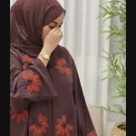 Royal Grace Abaya burgundy luxury abaya with red floral embroidery