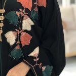 Midnight Bloom Abaya black luxury abaya with floral embroidery