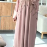 nude pink abaya long