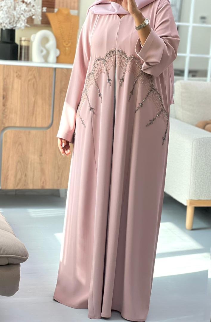 nude pink abaya long