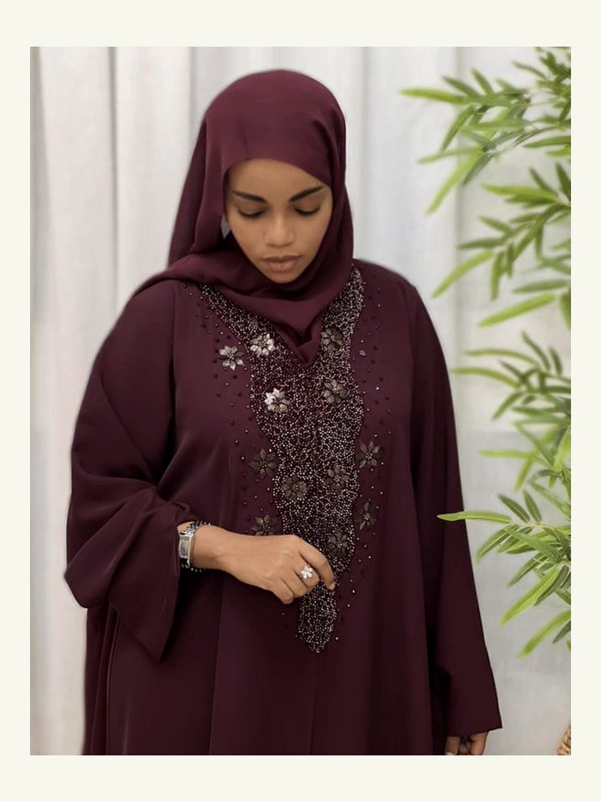 zahra royal beaded abaya – ado 1220