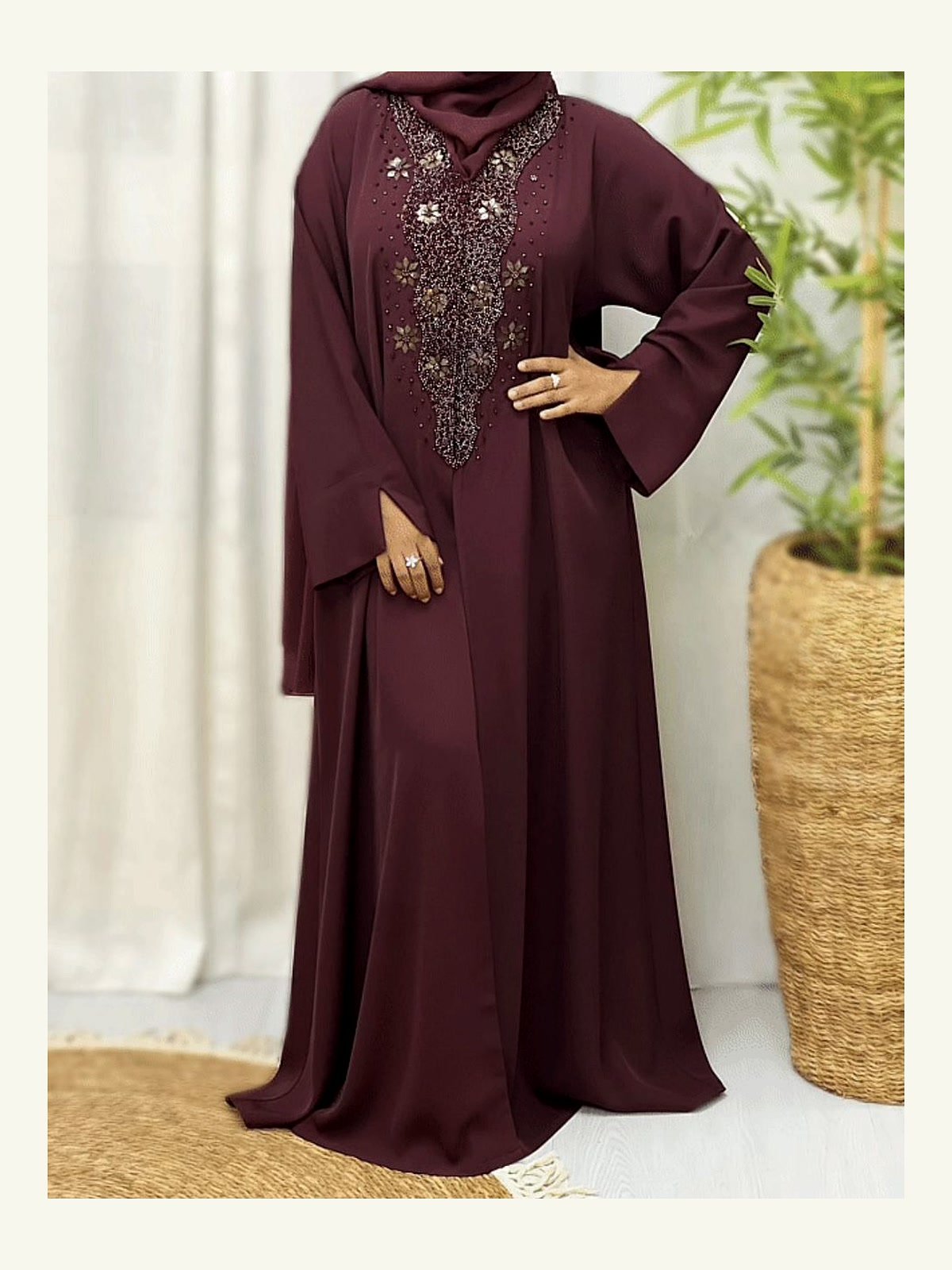 zahra royal beaded abaya – ado 1220
