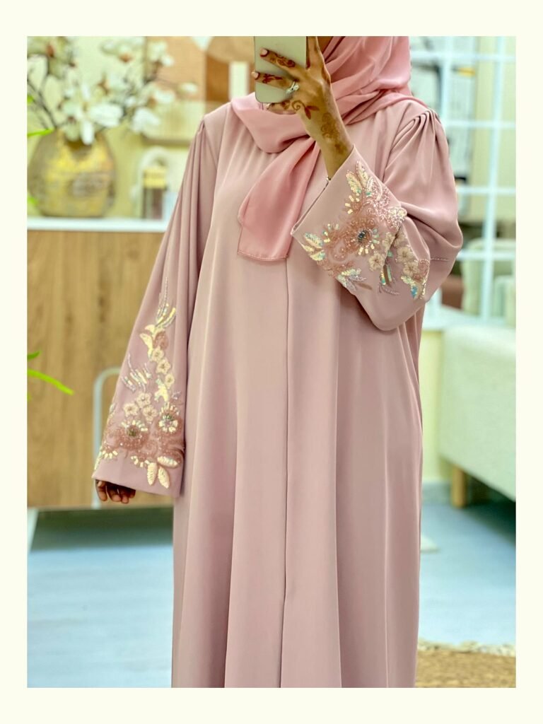 Blush Petal Elegance Abaya – ADO-1228