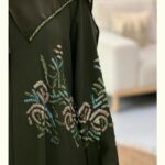 emerald bloom elegance abaya – deep olive – ado 1232