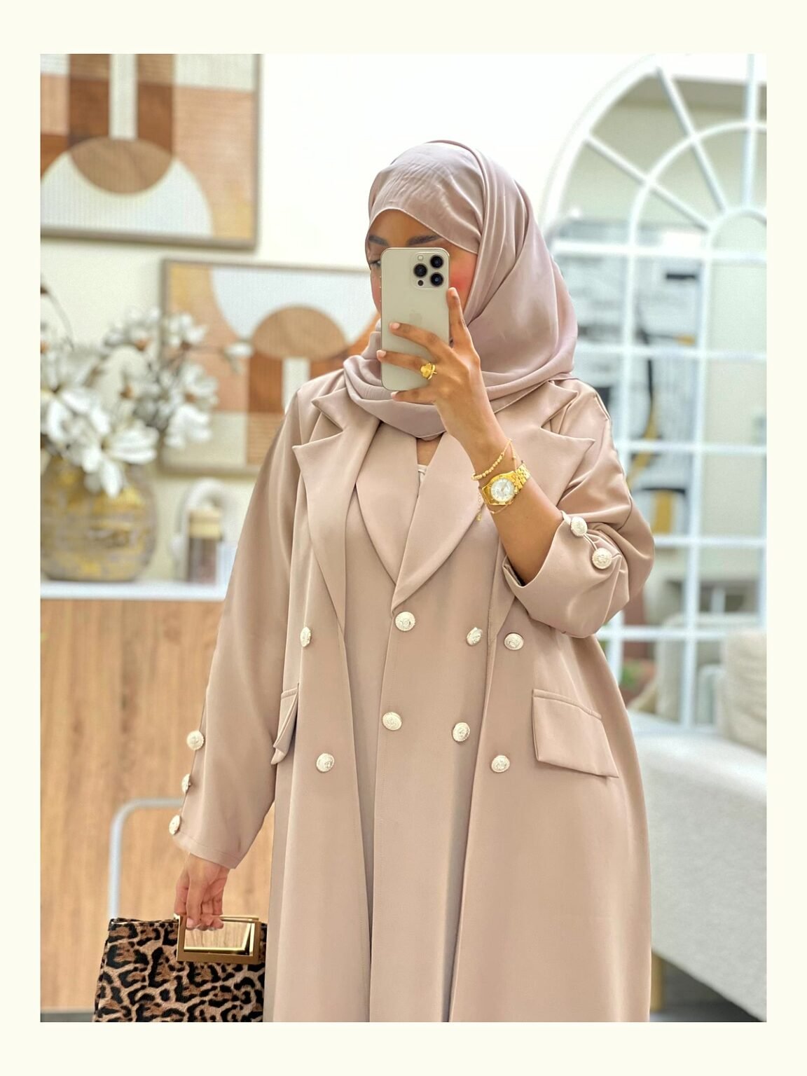 Prestige coat abaya beige tailoring
