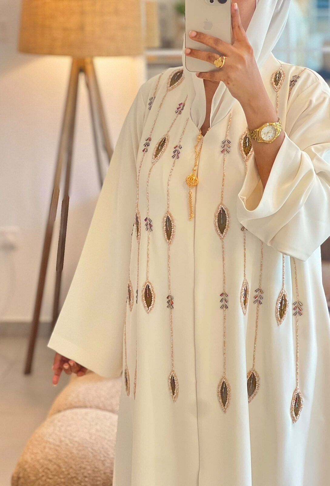Ivory Cascade Abaya – ADO-1237