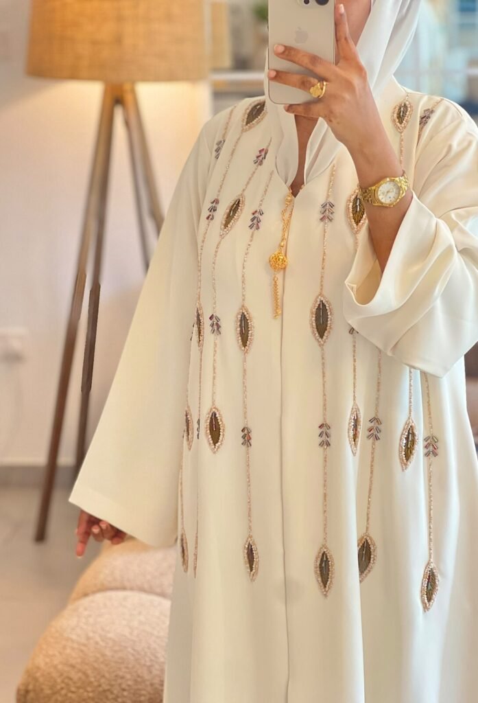 Ivory Cascade Abaya – ADO-1237