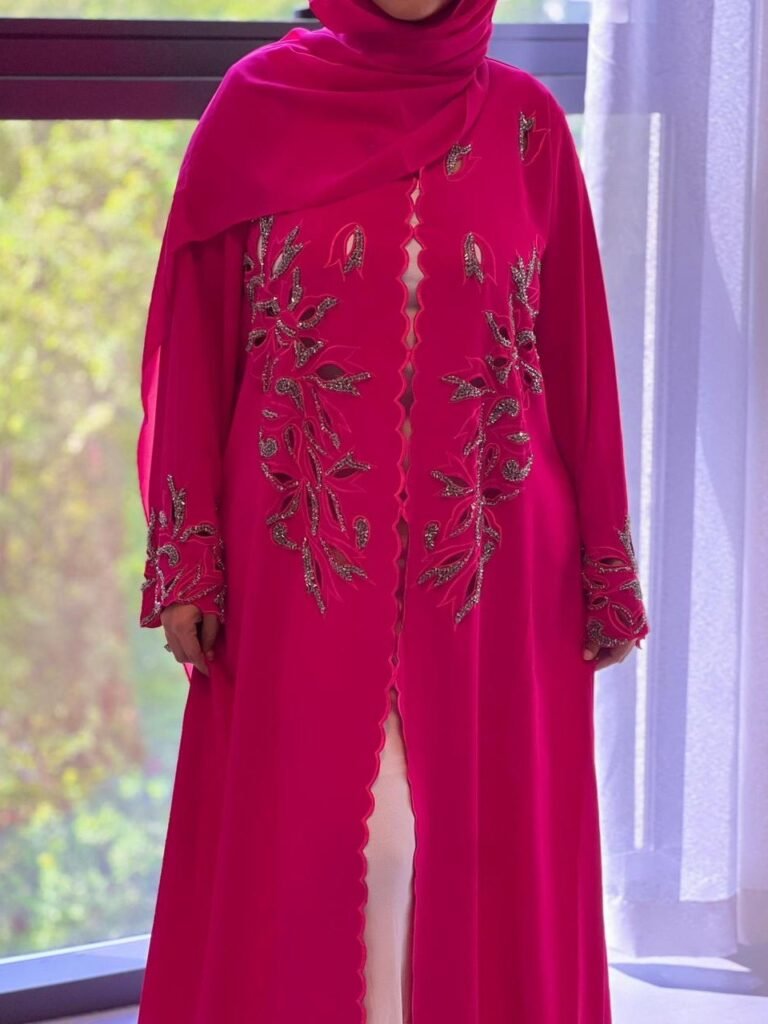 Fuchsia Floral Luxe Abaya – ADO-1241