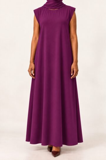 Purple full-length sleeveless Korean Nida inner dress, Abaya Dubai One, ADO-0114