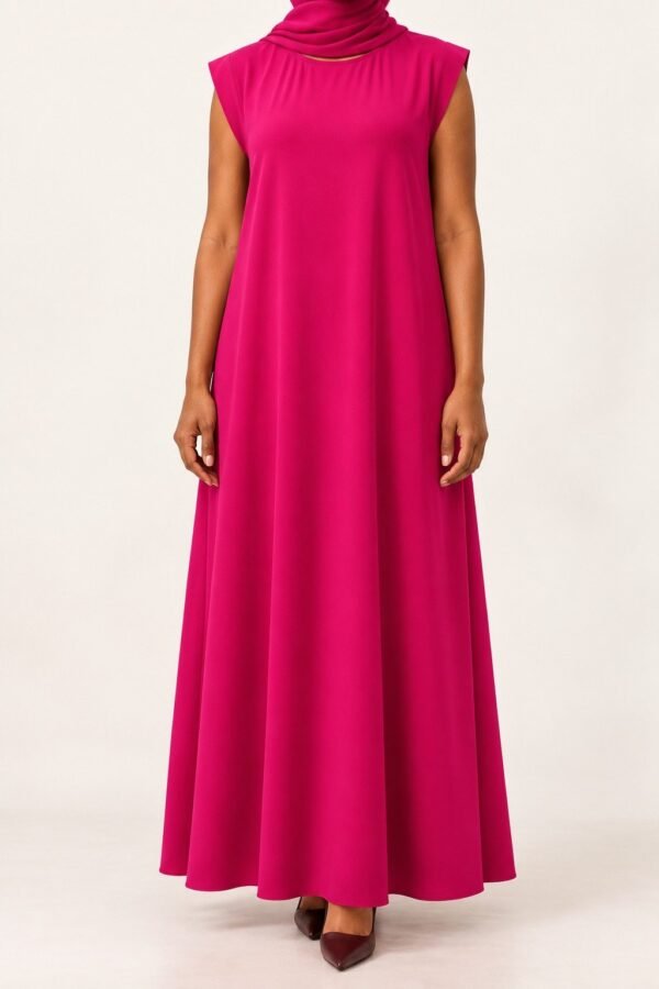 Hot Pink full length sleeveless inner dress matched to selected Abaya Dubai One abaya