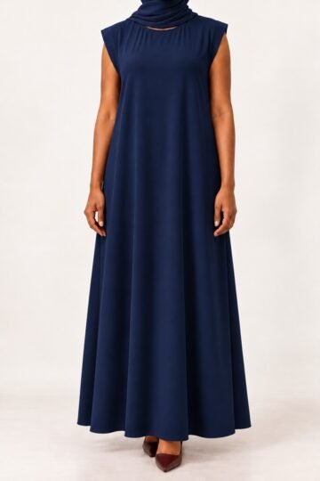 Deep Dark Blue plain full-length sleeveless inner dress for abayas | Abaya Dubai One