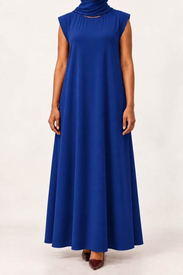 Royal Blue plain full-length sleeveless inner dress for abayas | Abaya Dubai One